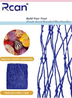 Rcan Decorative Fishing Net with SeaShells 1.5 x 2M Nautical Fish Net Decoration Mediterranean Style Hanging Photo Netting Wall Hanging Decor for Party Home Blue  - Image 4