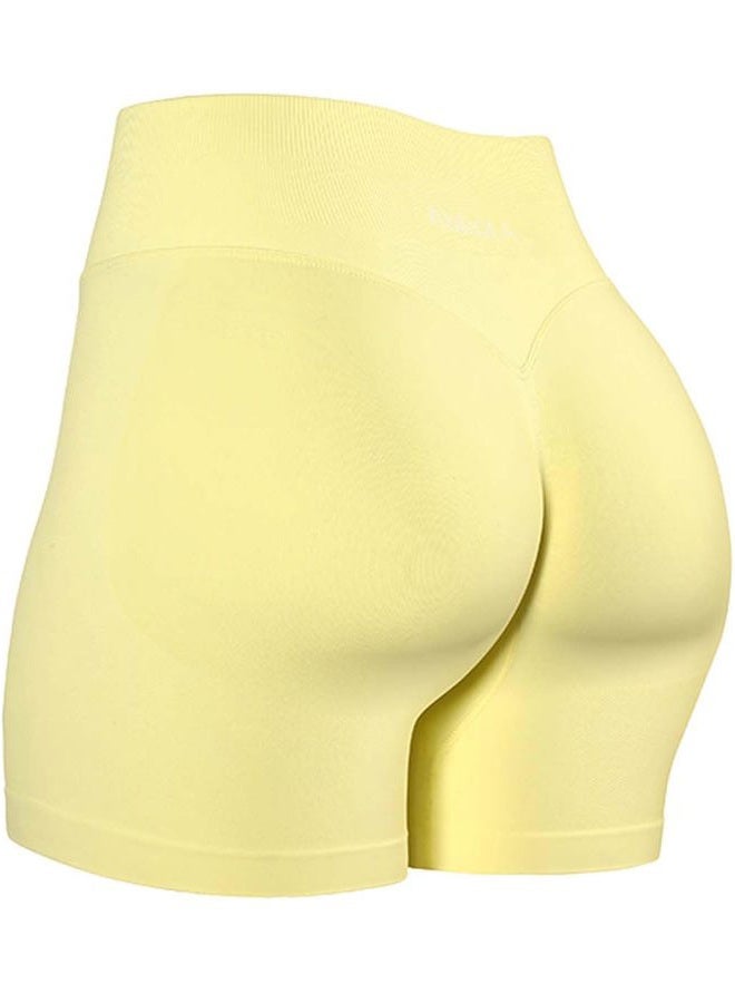AUROLA Influence Workout Shorts for Women,2.5 3.5 4.5 5.5 6.5 No Roll Up Squat Proof Scrunch Seamless Compression Gym Short, Elfin Yellow, S - Image 1