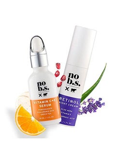 NO B. S. NO BAD STUFF No Bs Vitamin C Serum And Retinol Cream Duo Wrinkle Creams That Really Work And Dark Spot Corrector For Face Combo  - Image 1