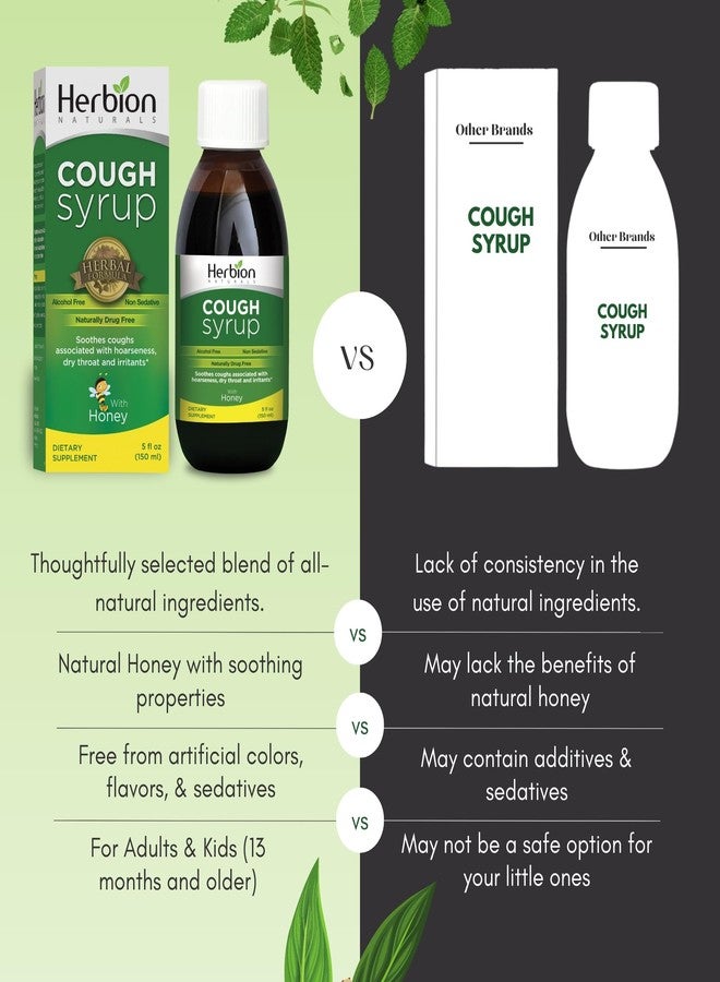 HERBION Naturals Cough Syrup with Honey, Relieves Cough & Soothes Sore Throat, Optimizes Immune, Promotes Lung Function, for Adults & Kids 13 Months+, 5 Fl Oz, Pack of 1 - Image 5