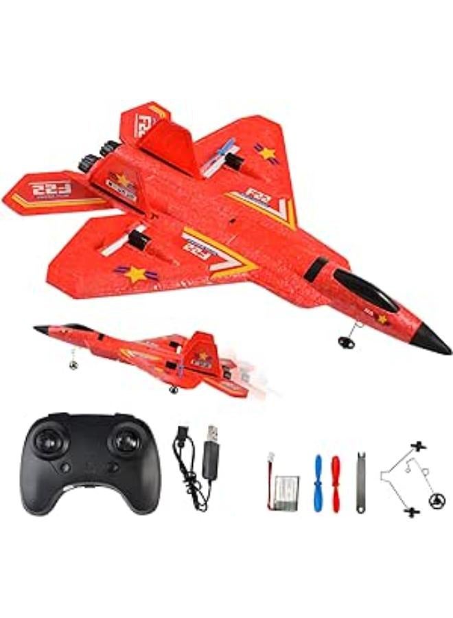 طائرة تحكم عن بعد آر تي إف-22 رابتور ، طائرة جيروسكوبية تعمل بالتحكم عن بعد 2.4 جيجا هرتز 6 محاور مع شريط إضاءة ، لعبة مقاتلة نفاثة هدية للأطفال المبتدئين (احمر) - Image 1