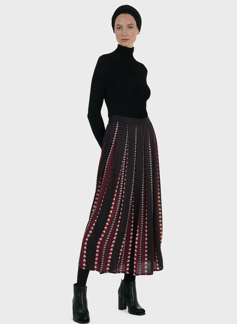 leem Printed Pleated Skirt