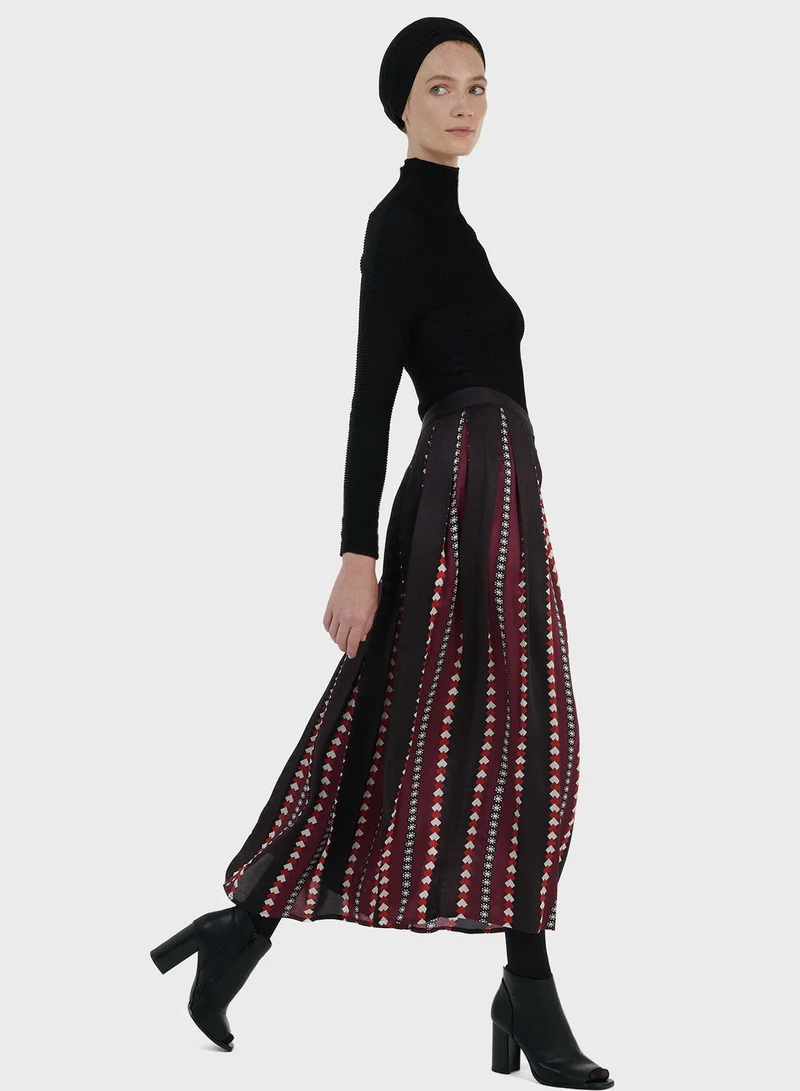 leem Printed Pleated Skirt