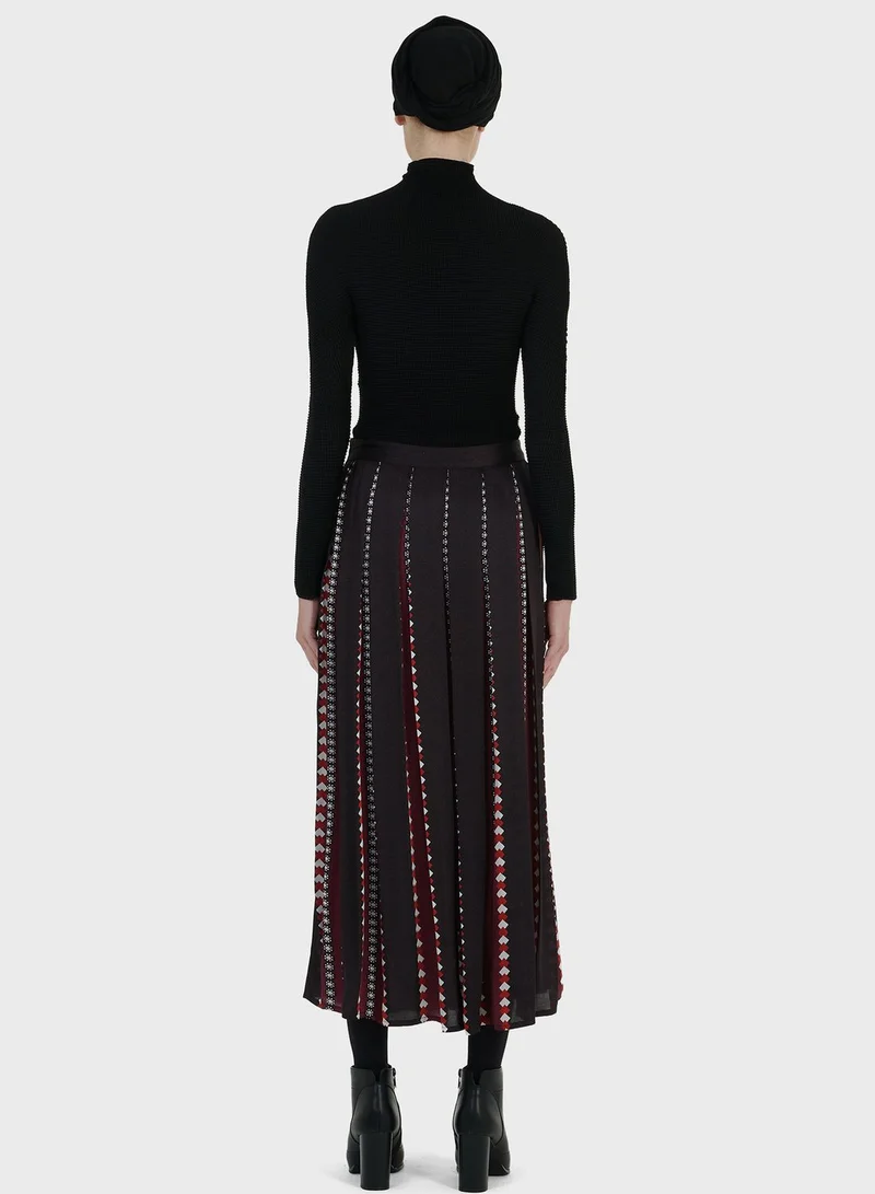 leem Printed Pleated Skirt