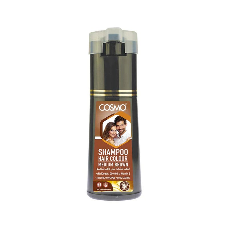 COSMO Hair Colour Shampoo Medium Brown 180Ml - Image 2
