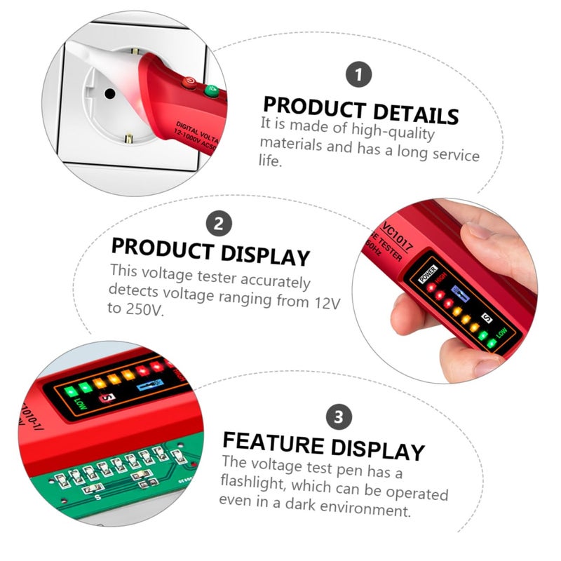 Non Contact Voltage Tester Pen 12V 1000V AC Detector with Flashlight for Electricians - Image 4