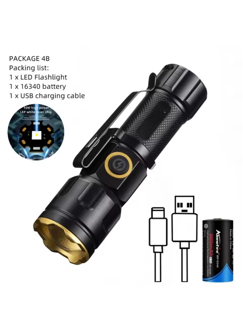 مصباح يدوي LED صغير الحجم (Mini) محمول وقوي - إضاءة ساطعة للحمل اليومي والطوارئ والتخييم - مع مشبك وحلقة - Image 3