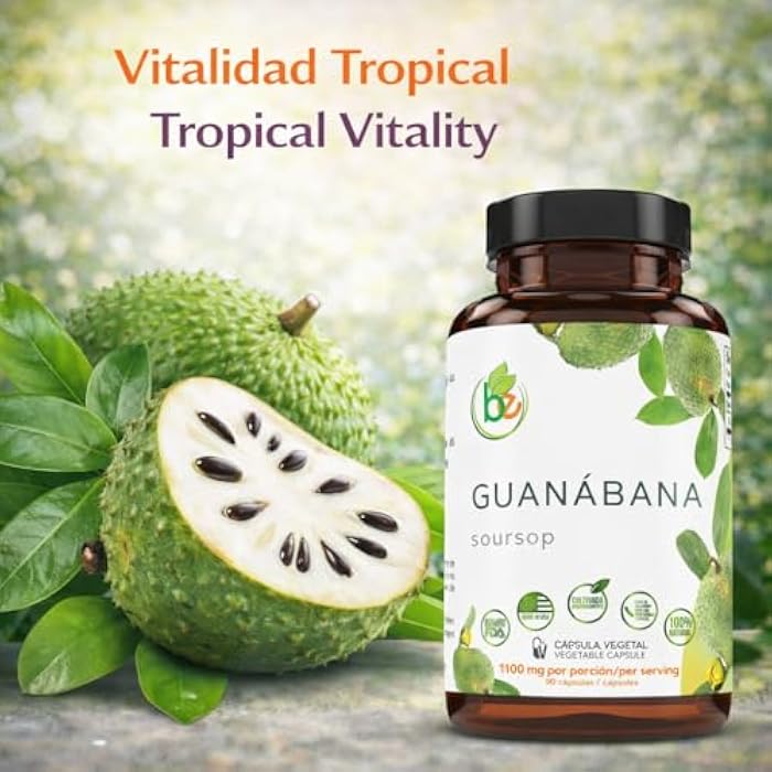 B-Experts Guanabana (Soursop) 90 Capsules 1100 mg per Serving Powerful Blend of 100% Natural Premium Ingredients, Vegetable, Cultivada Organicamente |Organically Grown - Image 2