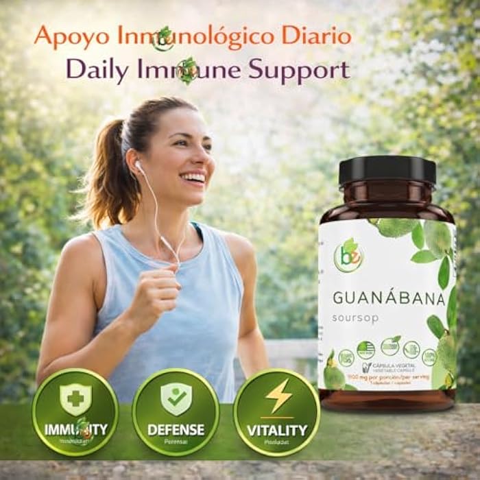 B-Experts Guanabana (Soursop) 90 Capsules 1100 mg per Serving Powerful Blend of 100% Natural Premium Ingredients, Vegetable, Cultivada Organicamente |Organically Grown - Image 3