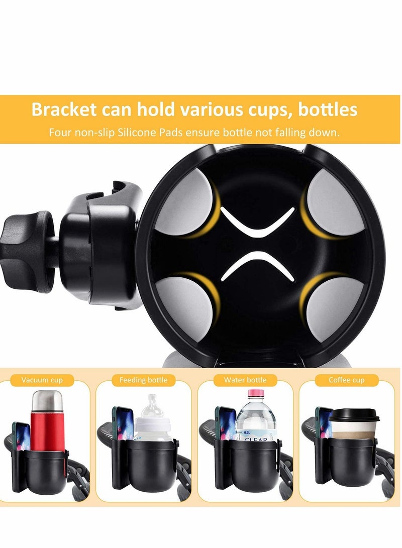 Excefore Baby Stroller Cup Holder with Mobile Phone Box 2-in-1 Universal Bottle Water Holder, for Buggy Trolley Walker Bike Wheelchair,Universal Coffee Drink Organizer - Image 2