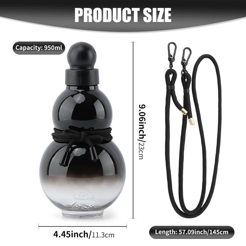 Trasylph Retro-Inspired Gourd-Style Water Bottle - Large Capacity and Durable Crystal Gourd Bottle (Black) - Image 2