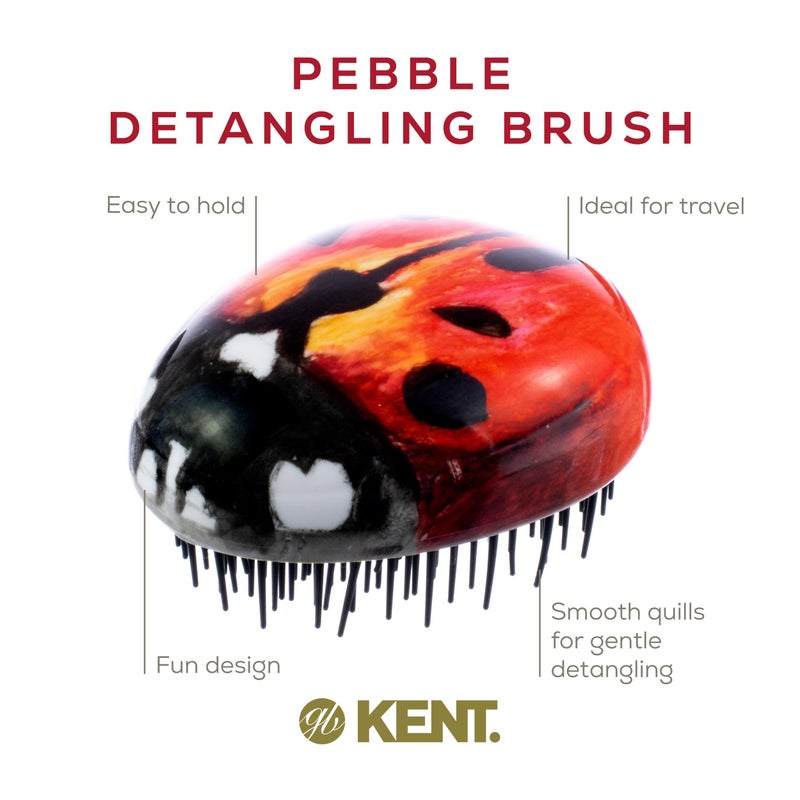 Kent PBUG Ladybug Pebble Scalp Massager Shampoo Brush, Shower Brush, and Travel Size Detangling Brush - Scalp Scrubber for Dandruff and Kids Hair Brush Hair Detangler - Hairbrush for Tangles - Image 4
