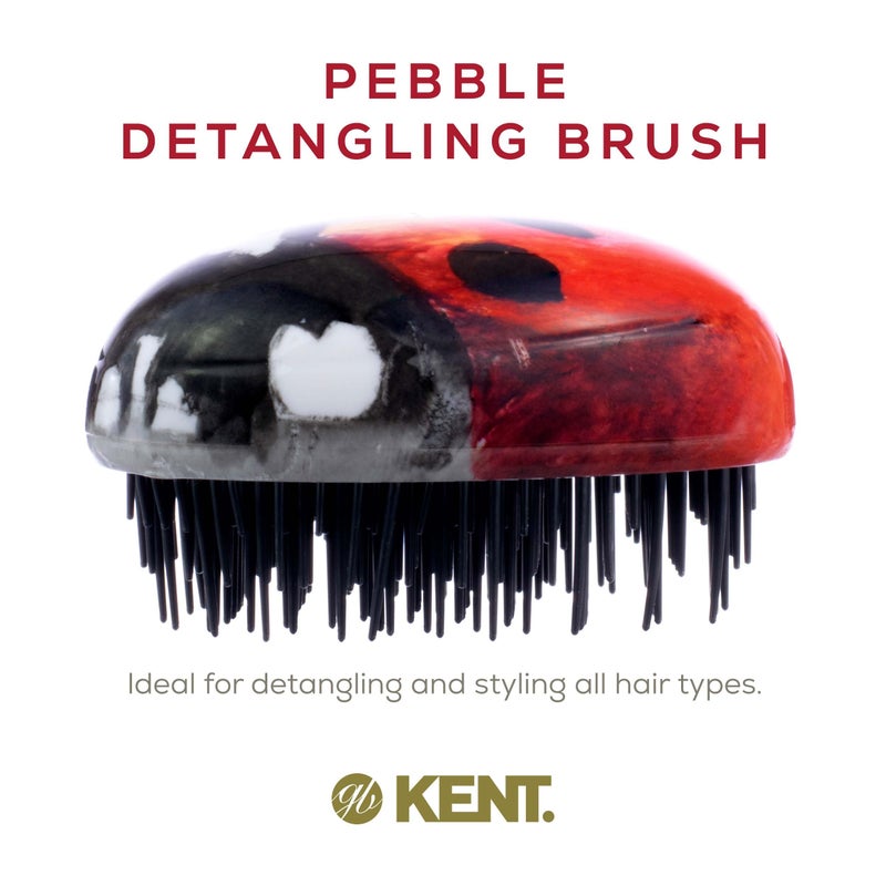 Kent PBUG Ladybug Pebble Scalp Massager Shampoo Brush, Shower Brush, and Travel Size Detangling Brush - Scalp Scrubber for Dandruff and Kids Hair Brush Hair Detangler - Hairbrush for Tangles - Image 3