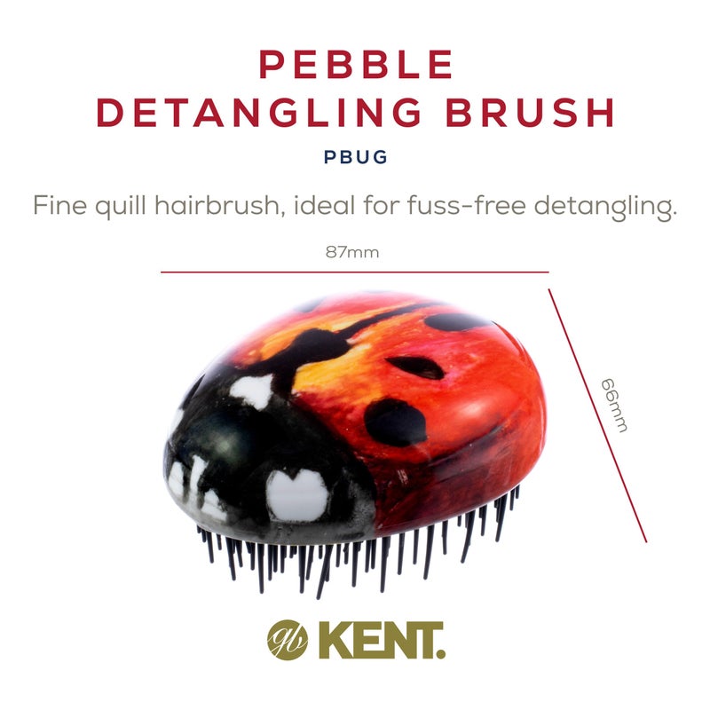 Kent PBUG Ladybug Pebble Scalp Massager Shampoo Brush, Shower Brush, and Travel Size Detangling Brush - Scalp Scrubber for Dandruff and Kids Hair Brush Hair Detangler - Hairbrush for Tangles - Image 2