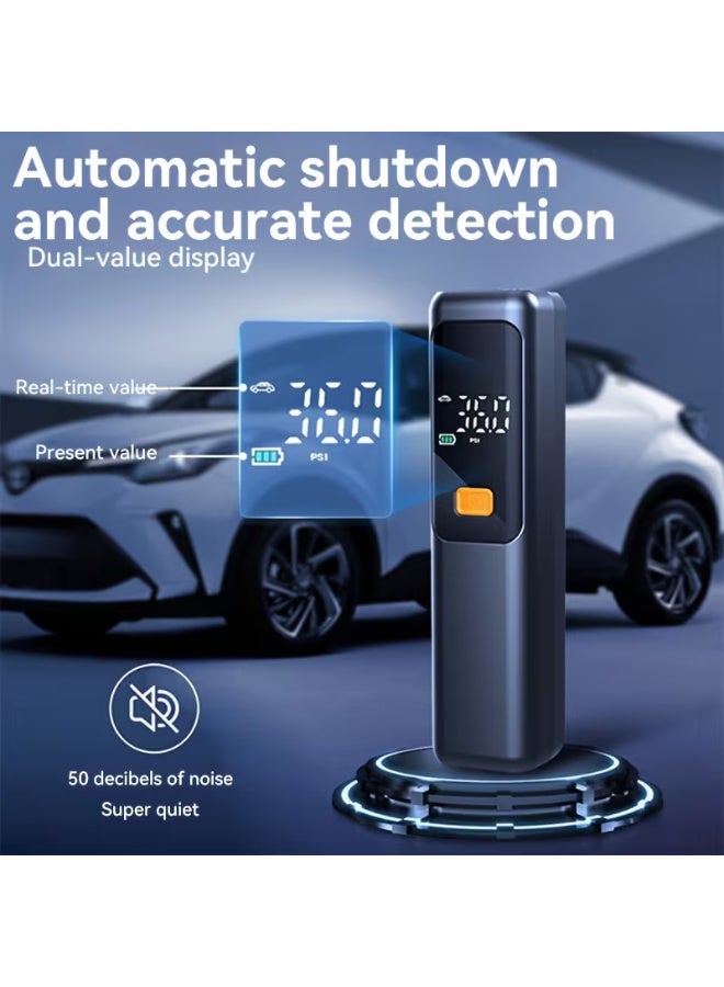منفاخ هواء محمول، ضاغط هواء، مضخة إطارات بقوة 150 رطل لكل بوصة مربعة مع شاشة LCD رقمية، شحن سريع عبر منفذ USB، حماية أمان بإيقاف تشغيل تلقائي، ضوء LED، مناسب للسيارات والدراجات الهوائية والنارية وكرة السلة وكرة القدم، مضخة هواء محمولة صغيرة الحجم، بطارية ليثيوم مدمجة، هدية مثالية للسائقين وراكبي الدراجات وعشاق الرياضة، قابلة لإعادة الشحن، مناسبة لنفخ إطارات السيارات والمعدات الرياضية، ضاغط هواء كهربائي، ضاغط هواء للسيارة، أداة ضاغط هواء، ضاغط هواء للسيارة، كومبريسور، سيارة - Image 2
