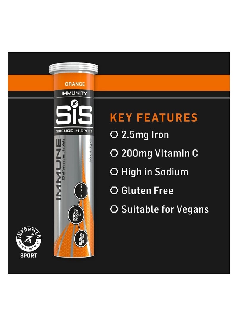 SIS - Orange Immunity ,2.5 mg Iron & 200mg Vitamin C Zero Sugar ,immune 20 effervescent tablets - Image 1