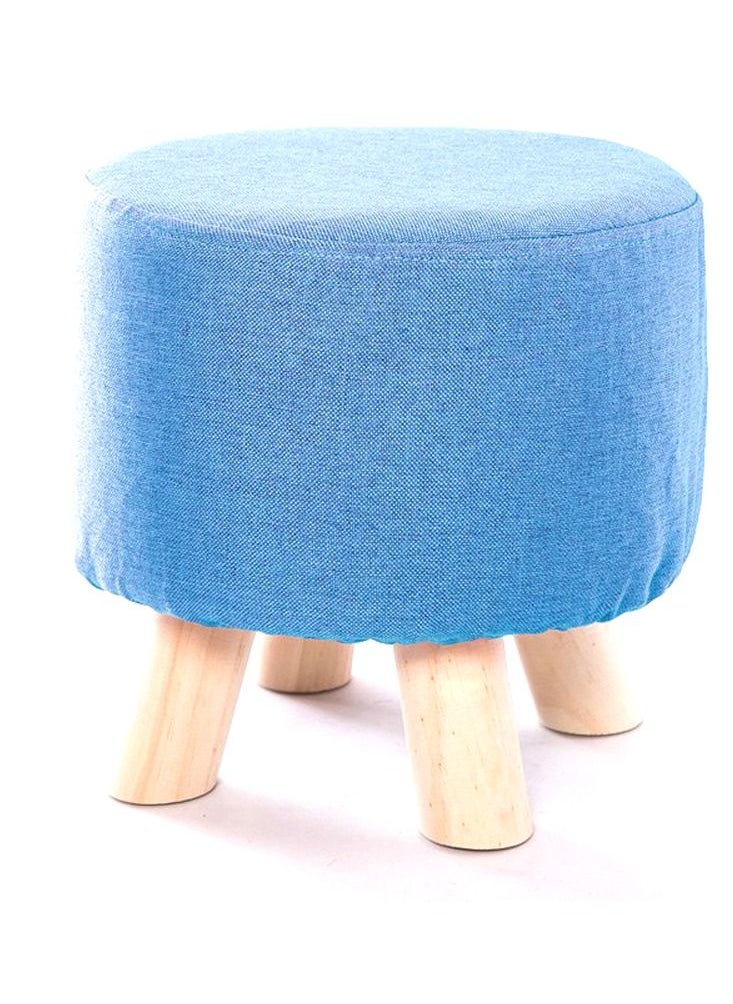LINGWEI - LINGWEI Round Ottoman Footstool Blue - Image 1