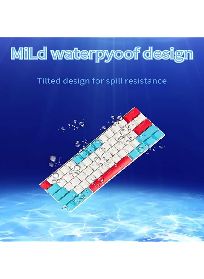 61 Keys Rgb Gaming Keyboard 60% Mini Wired Waterproof With Anti Ghosting Keyboard And Three Color Keycaps With Red Switch For Gamers(White Tiffany Blue And Red) - Image 5