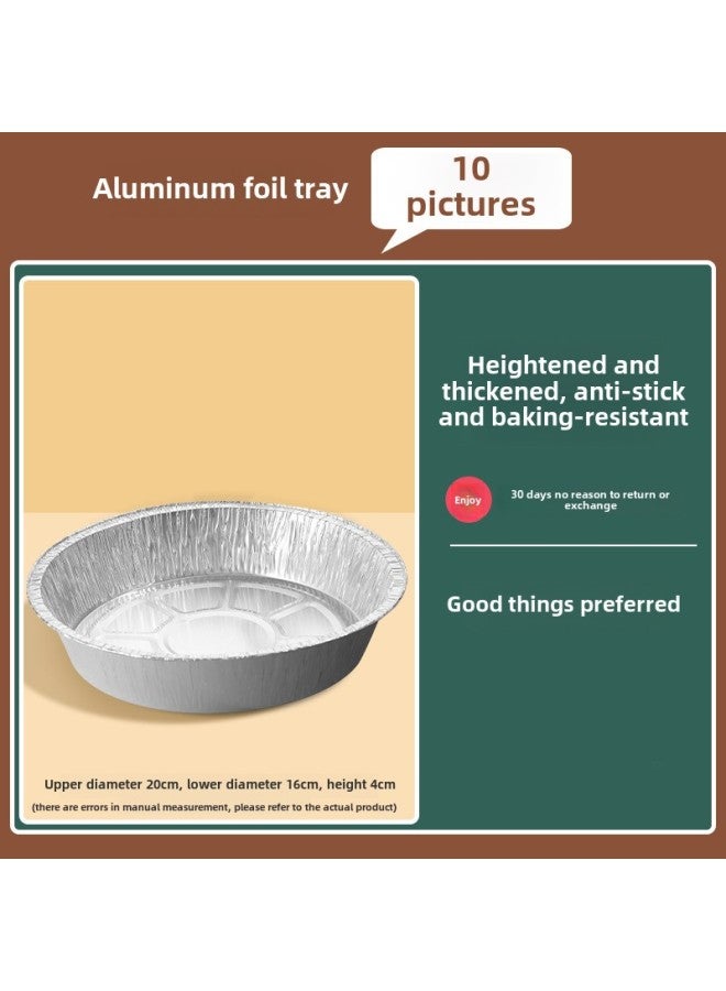 Tin Paper Plate Air Fryer Special Oven Aluminum Foil Plate Tin Paper Pad Grill Plate Tin Foil Plate Pizza Bottom Bowl-Specifications:[thick Round Diameter 20cm ] 10 Pieces [recommended 4.2-5.5l]-Color:No Specifications  - Image 1
