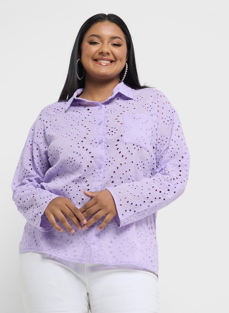 Ginger Plus Openwork Relaxed Fit Shirt - Image 1