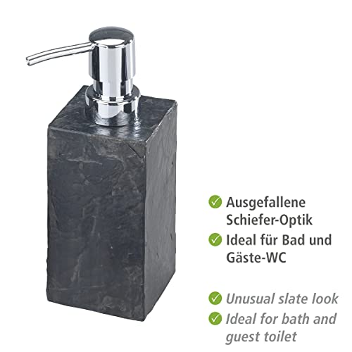 WENKO Slate Rock Soap Dispenser, Refillable Hand Soap Dispenser for Bathroom, Countertop Dispenser Suitable for Liquid Hand Soap & Lotion, Slate Black, 8.5 oz - Image 2
