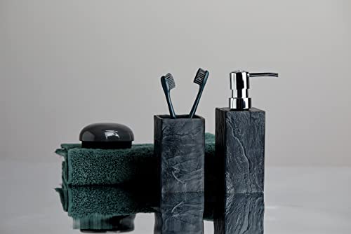 WENKO Slate Rock Soap Dispenser, Refillable Hand Soap Dispenser for Bathroom, Countertop Dispenser Suitable for Liquid Hand Soap & Lotion, Slate Black, 8.5 oz - Image 5