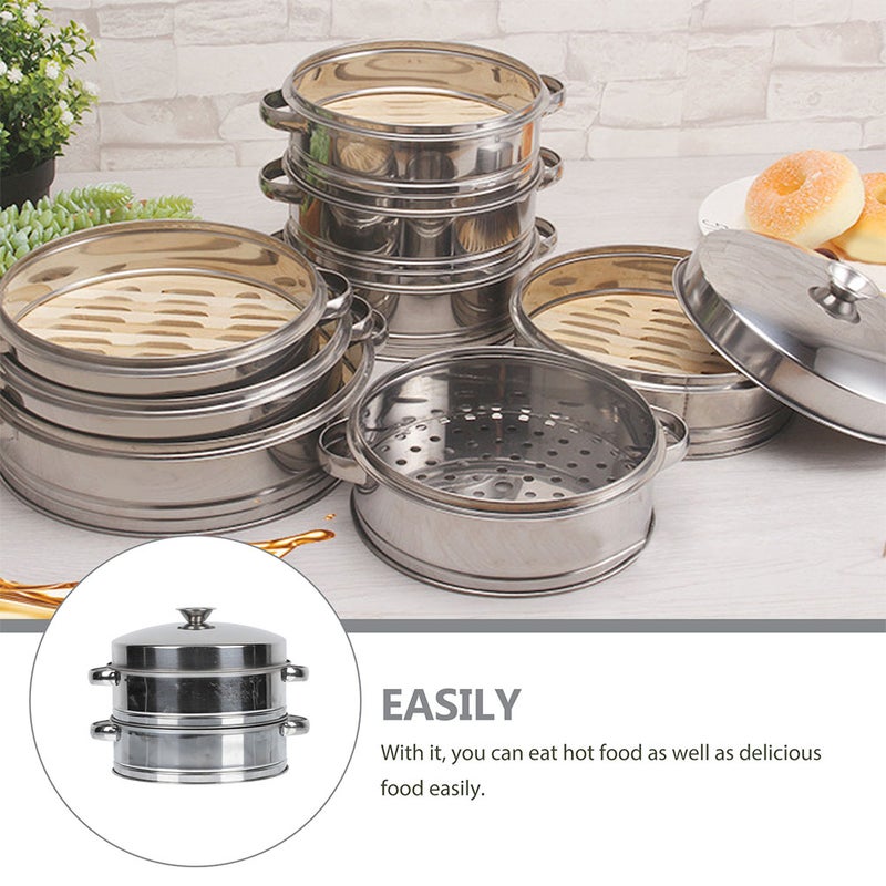 Stainless Steel Steamer with Lid 2-Tier Household Food Steamer Kitchen Gadget - Image 5