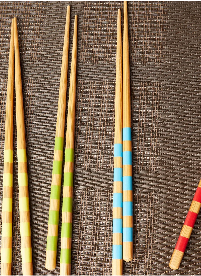 Sass & Belle Set Of 5 Striped Bamboo Chopsticks