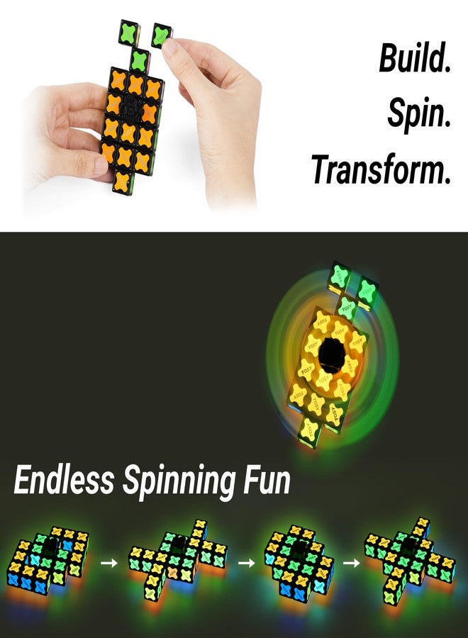 TOSY Magnet Fidget Spinner Glow - 16 Blocks, 3in1 Toy: Transformable Fidget Spinner, Infinity/Puzzle Cube, Easter Basket Stuffers Gift for Kids/Adults, Glowing STEM Sensory Stress Relief - Image 2