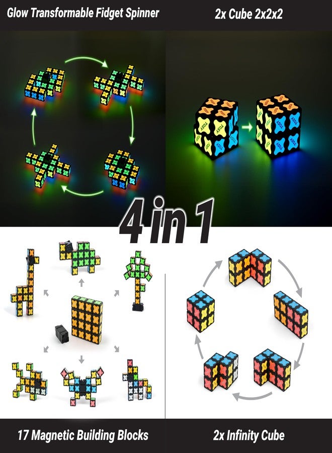 TOSY Magnet Fidget Spinner Glow - 16 Blocks, 3in1 Toy: Transformable Fidget Spinner, Infinity/Puzzle Cube, Easter Basket Stuffers Gift for Kids/Adults, Glowing STEM Sensory Stress Relief - Image 4