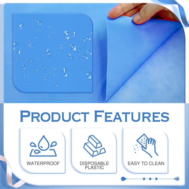 Just Shimmer 4 Pieces Light Blue Series Rectangle Tablecloth, 54x72" Solid Color Waterproof & Spillproof Disposable Plastic Table Cover, Durable Party Tablecloth for Dining, Buffet, Picnic, Outdoor Events - Image 3