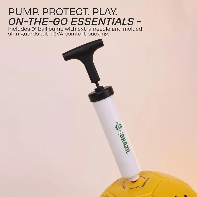 نيفيا Nivia Brazil Football Set - Complete Combo with PVC Football, Shin Guards, Pump, and Carry Bag