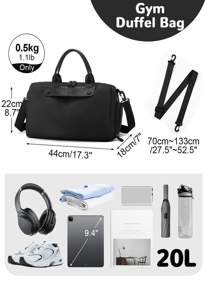 Outplea Gym Bag for Men Women with Shoe & Wet Compartment, 20L Waterproof Personal Item Carry On Travel Duffle Bag, Small Sports Duffel Bags for Fitness Workout Swimming Dance, Black - Image 2