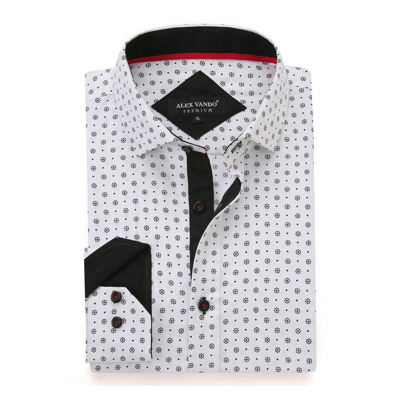 Alex Vando Mens Printed Dress Shirts Long Sleeve Regular Fit Button Down Shirt,White709,XXL - Image 1