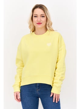 ESPRIT Women Crew Neck Long Sleeves Brand Logo Sweatshirt, Yellow  - Image 1