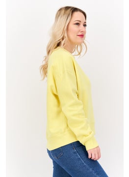 ESPRIT Women Crew Neck Long Sleeves Brand Logo Sweatshirt, Yellow  - Image 2