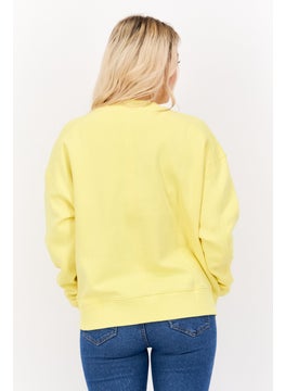 ESPRIT Women Crew Neck Long Sleeves Brand Logo Sweatshirt, Yellow  - Image 3