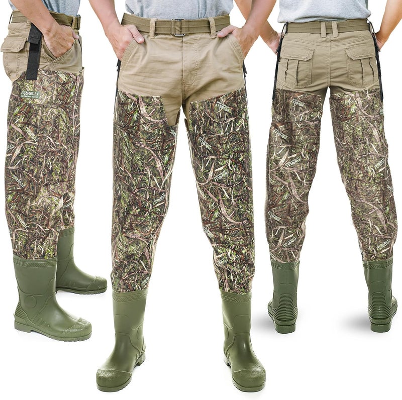 Foxelli Hip Waders – Waterproof Camo Waders for Men & Women with Boots, Lightweight Wading Hip Boots for Fishing & Hunting - Image 2