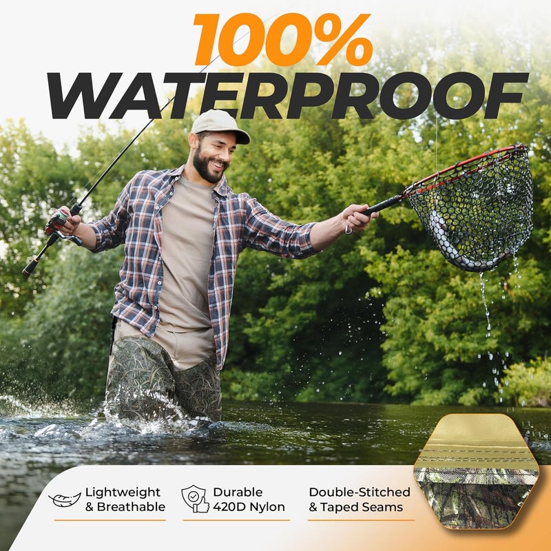 Foxelli Hip Waders – Waterproof Camo Waders for Men & Women with Boots, Lightweight Wading Hip Boots for Fishing & Hunting - Image 3