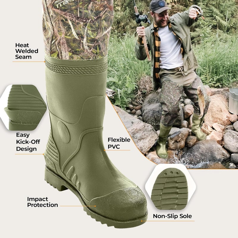 Foxelli Hip Waders – Waterproof Camo Waders for Men & Women with Boots, Lightweight Wading Hip Boots for Fishing & Hunting - Image 5