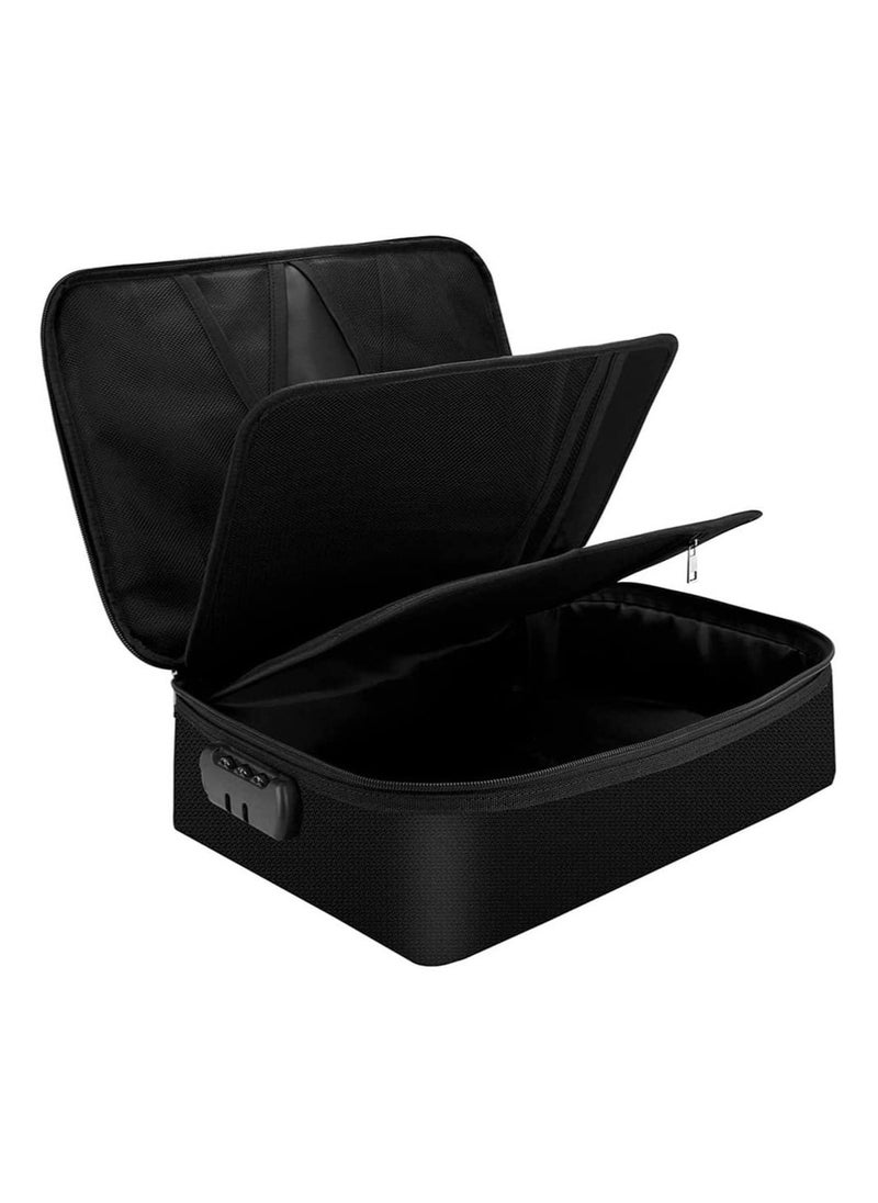 Rubik Fireproof Documents Bag with Lock Zipper Closure, Fire & Water Resistant, Multi-Layer Portable File Organizer Storage Bag for Money Cards Passport Certificates Home Office Travel (Black)  - Image 4