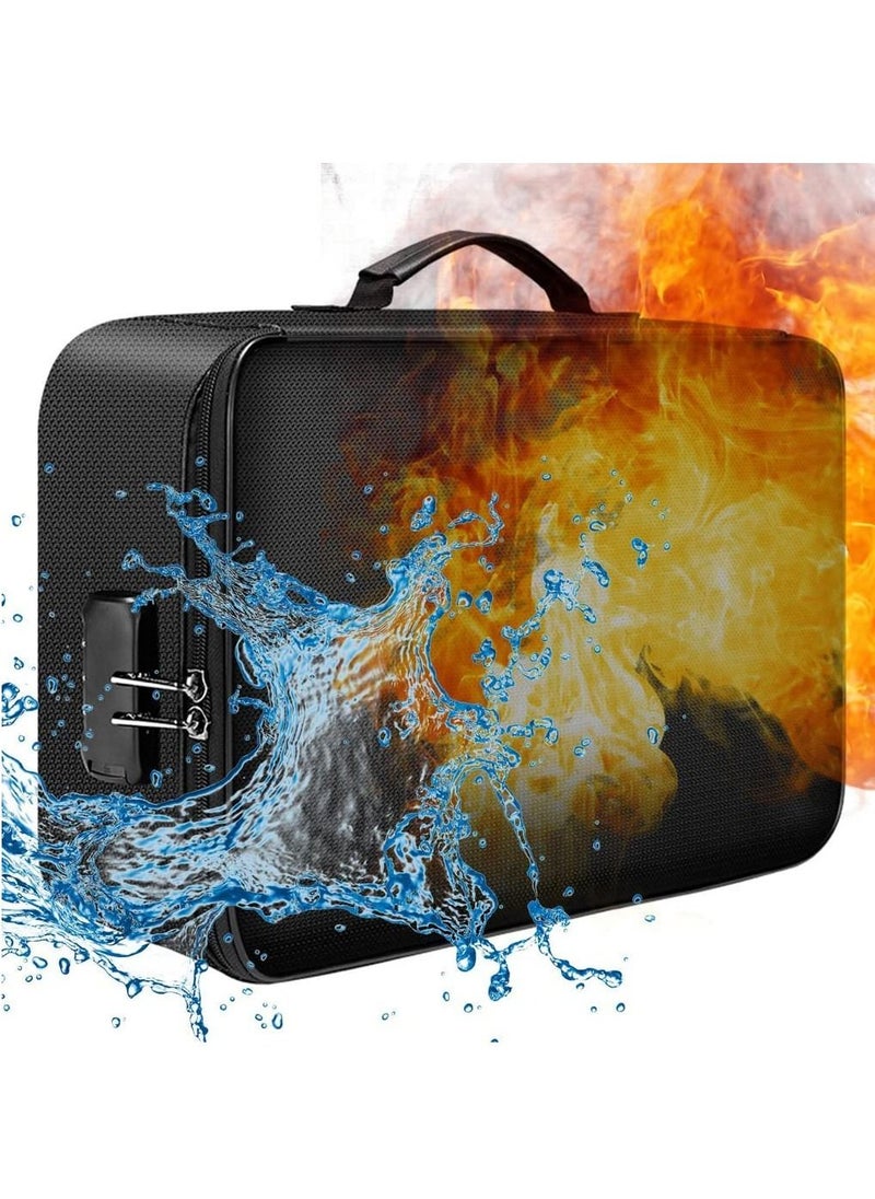 Rubik Fireproof Documents Bag with Lock Zipper Closure, Fire & Water Resistant, Multi-Layer Portable File Organizer Storage Bag for Money Cards Passport Certificates Home Office Travel (Black)  - Image 2
