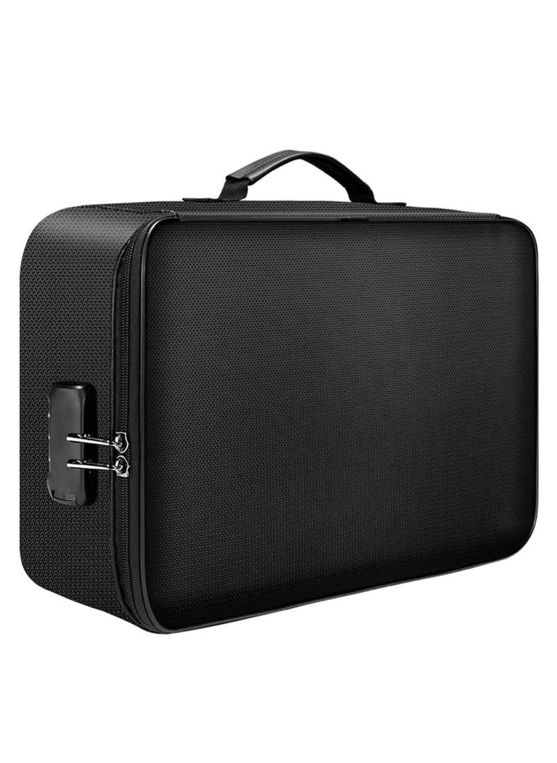 Rubik Fireproof Documents Bag with Lock Zipper Closure, Fire & Water Resistant, Multi-Layer Portable File Organizer Storage Bag for Money Cards Passport Certificates Home Office Travel (Black)  - Image 5