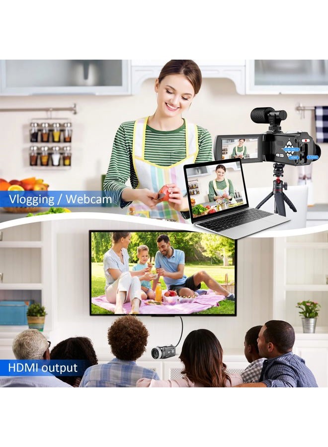 Rumyums Camcorder Video Camera 4K 48MP Vlogging Camera for YouTube TikTok with Wireless Lavalier Microphone for Video Recording, 18X Digital Video Camera 3.0 Inch Screen Digital Camera with Remote - Image 4