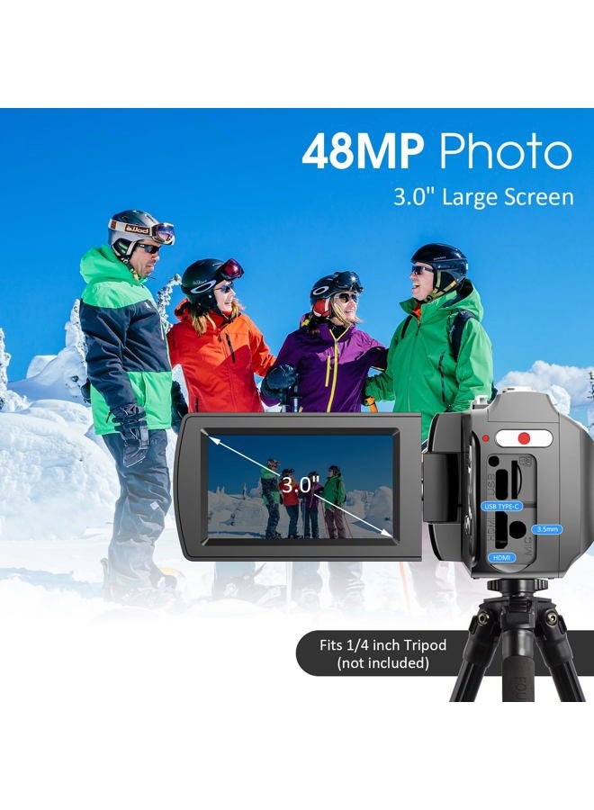 Rumyums Camcorder Video Camera 4K 48MP Vlogging Camera for YouTube TikTok with Wireless Lavalier Microphone for Video Recording, 18X Digital Video Camera 3.0 Inch Screen Digital Camera with Remote - Image 5