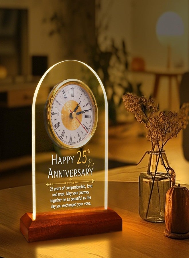 ساعة كوارتز مضيئة من أوكيييد، هدية مثالية للذكرى السنوية الخامسة والعشرين للزواج، بقاعدة خشبية، تُضفي لمسة فضية على حفل الزفاف، وتُناسب الأزواج والآباء، بإضاءة بيضاء دافئة ناعمة. - Image 3