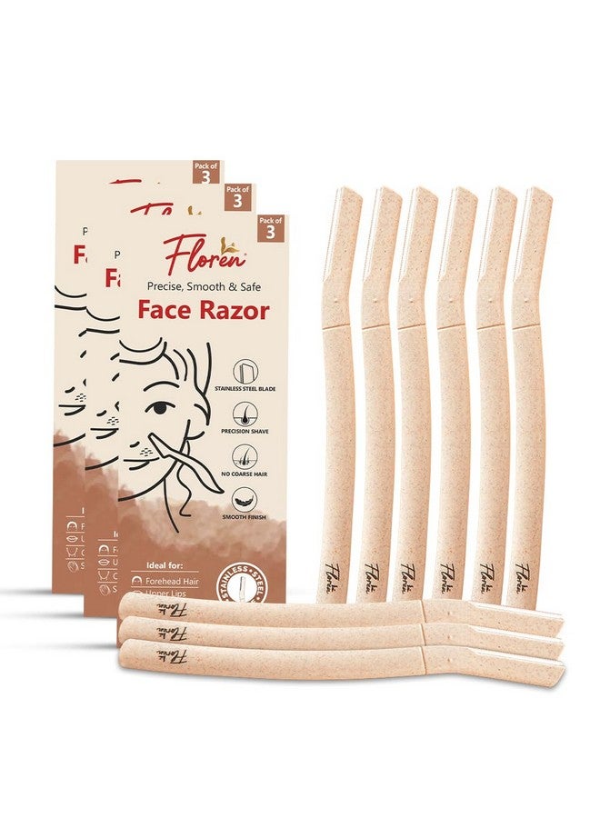 Floren Face Razor For Women I For Smooth & Effortless Facial Hair Removal I Suitable For Peach Fuzz, Chin, Upper Lips, Eyebrows I Pack Of 3 - Image 1