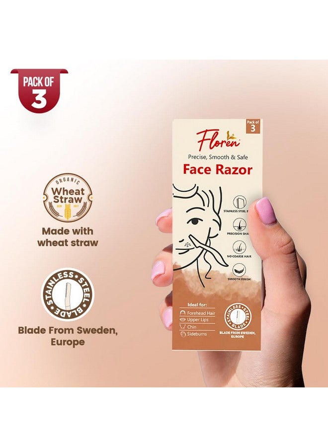Floren Face Razor For Women I For Smooth & Effortless Facial Hair Removal I Suitable For Peach Fuzz, Chin, Upper Lips, Eyebrows I Pack Of 3 - Image 5