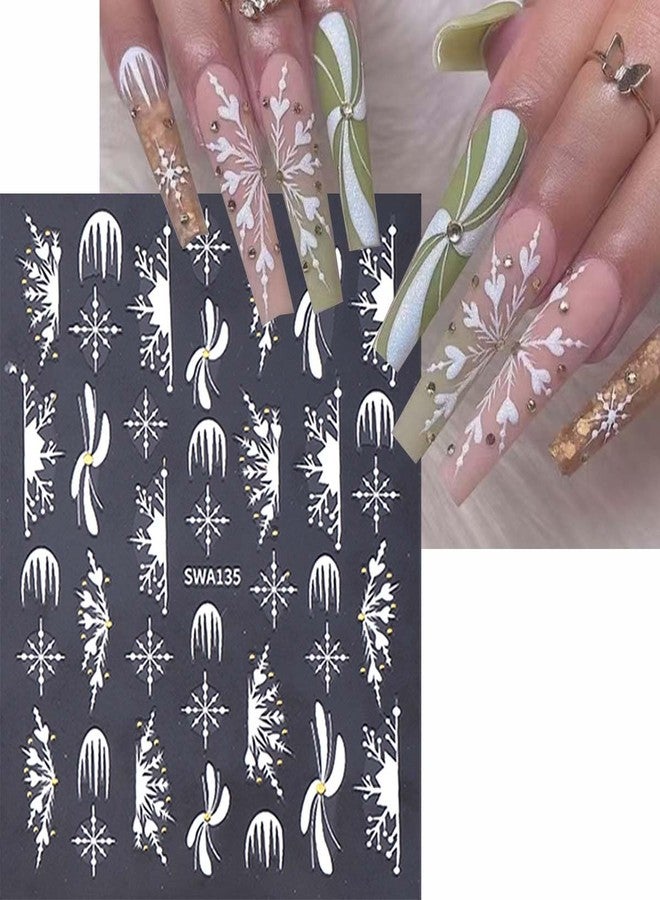 SWEET TREND 3D Christmas Nail Stickers Set: 6 Sheets Festive Nail Art Decals with Tweezers, Nail File & Pusher - Snowflakes Reindeer Santa Candy Cane & Stars - DIY Holiday Nail Decorations for Women - Image 2