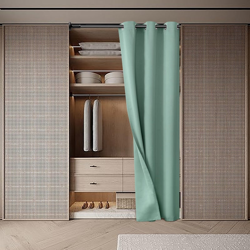 BGment Bression Frosty Green Door Stain 80 inch الطول للدخول إلى غرفة نوم الخزانة الستار الخصوصية الحرارية معزولة معزولة الغرفة المقسم لفصل الغرفة 1 لوحة 42 بوصة واسعة - Image 3